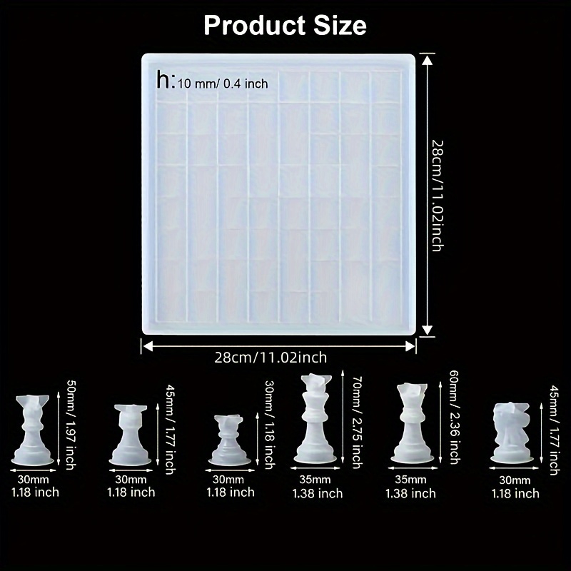 3D Resin Chess Mold Set - DIY Board Game for Home Use, Suitable for Resin Pouring Epoxy Silicone Molds - * Enthusiasts and Chess Fans