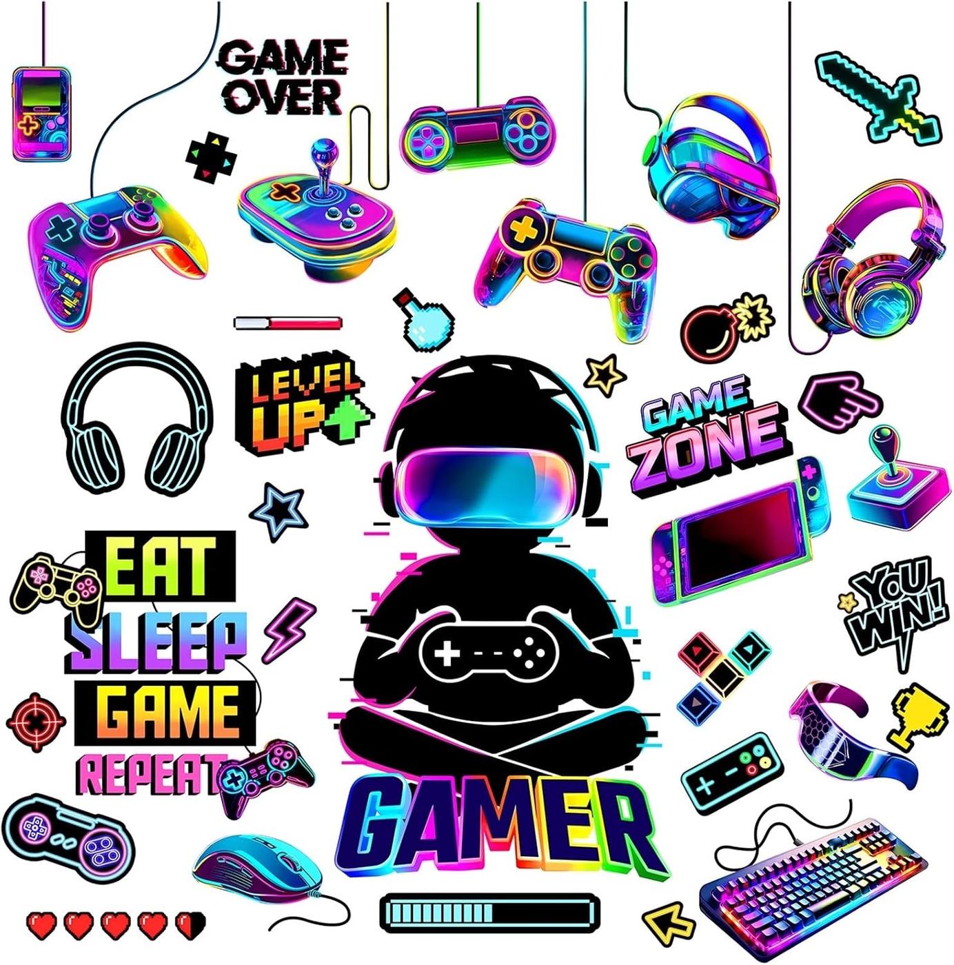 decalmile Gamer Video Gaming Controller Boys Wall Decals Stickers