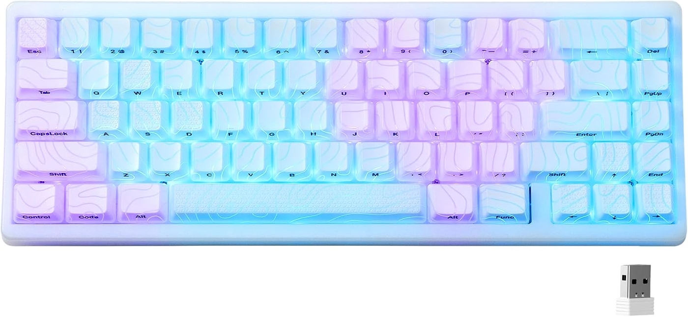HITIME x XVX M67 Wireless 60% Percent Keyboard, QMK/VIA Topographic Gaming Keyboard, Tri-Mode Thocky Creamy Mechanical Key Board, Hot Swappable Gasket Mount RGB IMD Tech for Win/Mac(JadeStone)